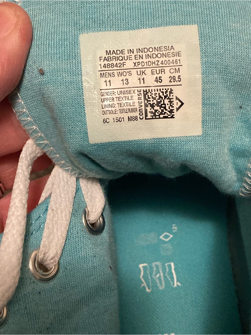 Converse Striped High-Top Sneakers in Teal, Blue, White - Picture 5 of 7